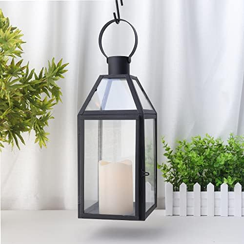 JHY DESIGN Black Decorative Lanterns 16“H Decorative Candle Lantern with Tempered Glass for Indoor Outdoor Events Parities and Weddings - Image 6