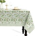 CPC Agate Green Block Print 100% Cotton Rectangle Tablecloth 80x120 Inch by COTTONPRINTCLUB