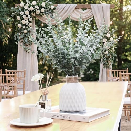 300 Pcs Eucalyptus Stems Faux Greenery Artificial Eucalyptus Leaves Eucalyptus Decor Greenery Stems Faux Greenery Branches for Wedding Centerpiece Flowers Bouquet Farmhouse Home Decor (Dark Green) - Image 4