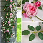 2Pcs 6FT Bendable Rose Garland Bendable Artificial Roses Flowers Vine, Pink - Image 6