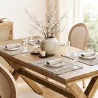 ZeeMart Artisanal Grid Decorative Linen Placemats Set of 6, Oatmeal - Image 4