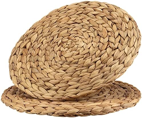 JEUIHAU Set of 8 Water Hyacinth Braided Placemat, 13 Inch Round Placemats Rattan Placemats, Natural Wicker Seagrass Rattan Placemats for Dining Table, Decoration - Image 5