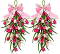 Tulip Teardrop Swag,2Pack Spring Wreaths for Front Door, Easter Decorations by CRCZK