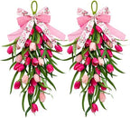 Tulip Teardrop Swag,2Pack Spring Wreaths for Front Door, Easter Decorations by CRCZK