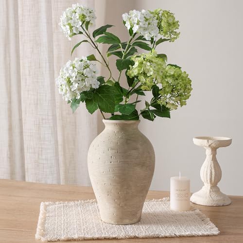 Ceramic Flower Vase Home Decor, 9 in Farmhouse Table Vases Rustic Vintage Living Room Kitchen Bedroom Pottery Decorative Vases for Flowers House Book Shelf Office Coffee Desk Dining Entryway, Retro - Image 4