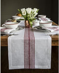 Solino Home 100% Linen Table Runner, 14 x 108 in, Burgundy and White Stripe by SolinoHome