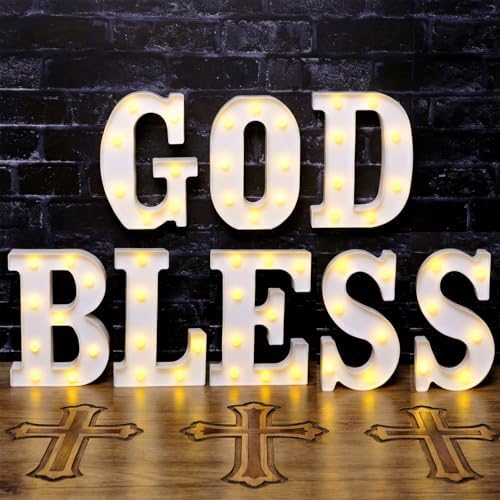 Aurelema 8 Pcs God Bless LED Letter Lights Sign Decorations - Image 3