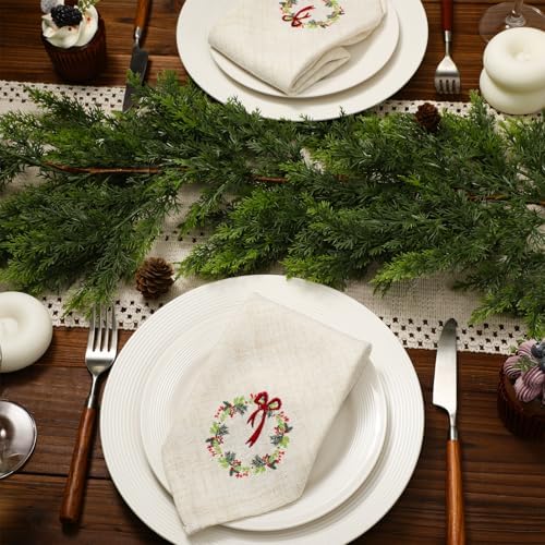 SmoothNovelty 6 Pcs Christmas Cloth Napkins Xmas Linen Dinner Napkins - Image 3