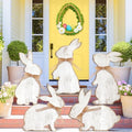 Yuntau 5 Pcs Easter Welcome Porch Sign Large Wooden Bunny Standing Porch Sign Easter Bunny Outdoor Decor with Ribbon for Front Door Indoor Outdoor Yard Garden Decor by Yuntau