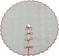 Ridhi Green Stripe & Red Block Print Cotton Christmas Tree Skirt 60 Inch by Ridhi