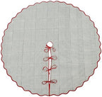Ridhi Green Stripe & Red Block Print Cotton Christmas Tree Skirt 70 Inch by Ridhi
