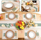Boho Table Runner and Placemats Set, 6 Sets, Green, 12x72 - Image 6