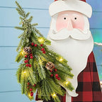 Glitzhome 36" H Lighted Wooden Christmas Santa Porch Sign Standing Porch Decor Rustic Merry Christmas Welcome Sign Holiday Party Outdoor Indoor Xmas Decorations - Image 6