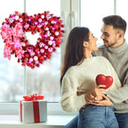 Waipfaru 2 Pcs 14.2'' Valentines Day Wreath, Heart Wreaths for Front Door, Red Pink White Valentine Wreath Decorations with Bowknot Lights for Valentine's Home Wedding Party Wall Window Gifts Decor - Image 7