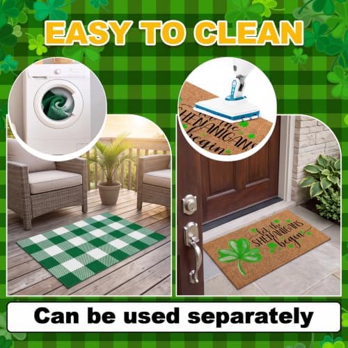Moucuny 2 Pcs St. Patrick's Day Doormat Outdoor, Shamrock Theme, Non-Slip - Image 4