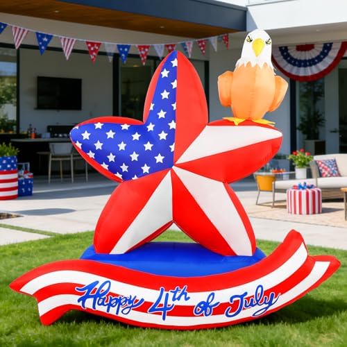 4th of July Inflatables 5.5FT American Star Blow Up Yard Decorations - Image 7