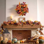 DecorbyHannah 18'' Fall Wreath for Front Door with Lights & Pomegranate - Image 4