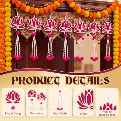 6 Pcs Lotus Hanging Decoration for Pooja Indian Ganpati Garlands Decor - Image 3