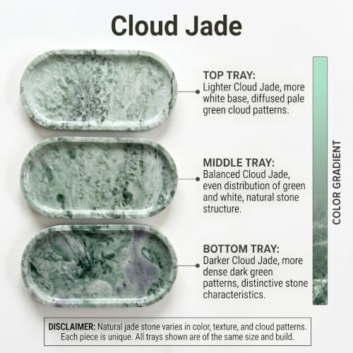 YKAJO Cloud Jade Oval Marble Tray, 9.8x4.7 Vanity Perfume Organizer Dish - Image 4