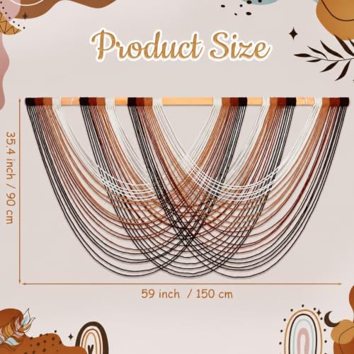 Tiamon Boho Wall Decor - 59''W x 35.4'' L Macrame Wall Hanging Dip-Dye Large Tapestry Art for Home Bathroom Farmhouse Bedroom Living Room Office Natural Modern Rustic Decoration - Image 2