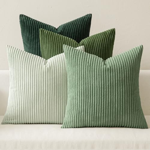 MIULEE Soft Corduroy Decorative Throw Pillow Covers Forest Green 20x20 by MIULEE