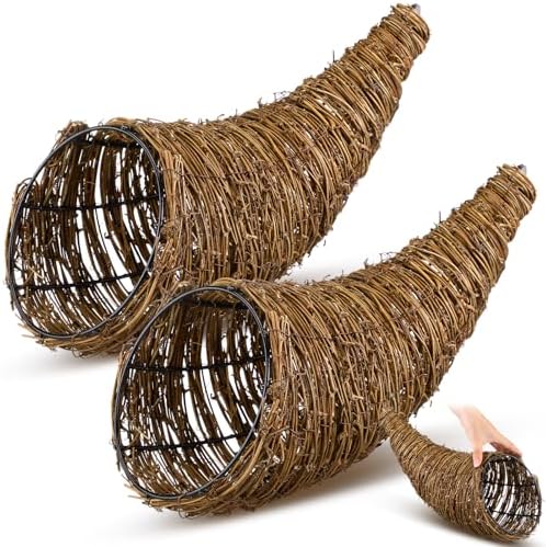 Dandat Thanksgiving Cornucopia Basket, Horn of Plenty Table Decor, 2 Pcs by Dandat