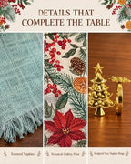19-Piece Christmas Table Decor Set with Runner, Placemats & Napkin Rings - Image 3