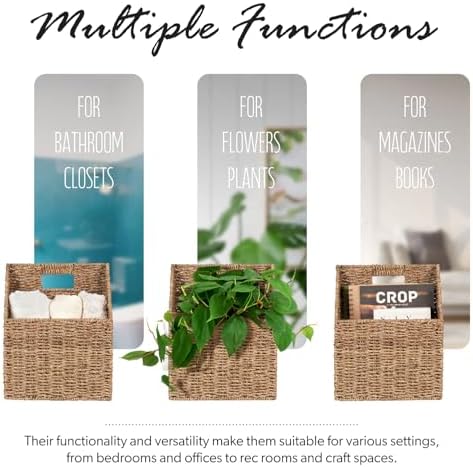 Wicker Hanging Storage Basket (10,5"Lx6,5"Wx13"H), Set of 2 Wall Baskets, Seagrass Baskets, Wall Decor Wicker Basket Hanging for Organizing Files, Mails, Books, Magazine,... - Image 4