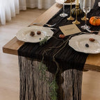 6Pcs Halloween Holiday Black Cheesecloth Table Runner 120 Inch for Decor - Image 2