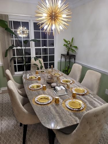 Gold Disposable Placemats Gold Doilies of 100 Round Place Mats Pressed 13 Inch Metallic Foil Charge Placemats for Home Decoration Dining Table Wedding Birthday Party - Image 6