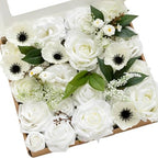 Ling's moment Artificial Wedding Flowers Combo, White & Dark Green, Grand by LingsMoment