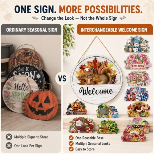 Interchangeable Welcome Sign for Front Door Home Porch for Every Season - Image 6