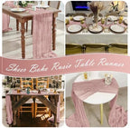 30 Pack Dusty Pink Cheesecloth Table Runner 17 x 108 inch Cheese Cloth Table Runners 9ft Pink Table Runner Rustic Romantic Sheer Gauze Runner for Wedding Party Baby Shower Table Decoration - Image 7