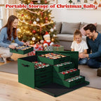 Christmas Ornament Storage Box - Ultra Large Drawer Ornament Organizer with 8 Separate Trays & Adjustable Dividers, Portable Ornaments Box with Cover & Handle for Holiday Decorations(Green) - Image 5