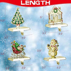 GUOER 4 Pack Christmas Stocking Holder Set for Mantle Christmas Decorations Mantle Fireplace Topper-House, Sleigh,Snowman and Christmas Tree Hangers Decorative Metal Hanger(Golden) - Image 2