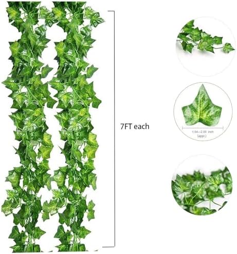 Unilove 168 feet Fake Foliage Garland Leaves Decoration Artificial Greenery Ivy Vine Plants for Home Decor Indoor Outdoors (Ivy Leaves) - Image 2