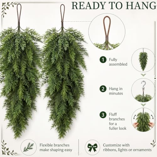 2 Pack 30" Christmas Teardrop Swag for Windows, Classic Style - Image 3