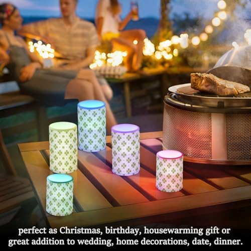 ALAZA St Patricks Day Clover Leaves Shamrocks Flickering Flameless Candles Battery Operated with Remote Timer,Tea Light Candles LED Pillar Votive Candles Set of 2 for Outdoor Indoor Decorations - Image 7