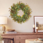 24 Inch Pre-Lit Boxwood Fall Winter Wreath for Front Door & Porch - Image 4