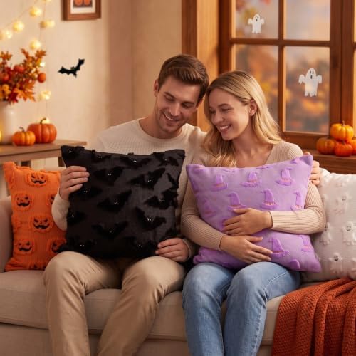 Tiamon 4 Pcs Halloween Throw Pillow Covers 18 x 18 Inch Pillow Cases - Image 6