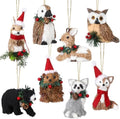 Vercraft 8 Pack Woodland Animal Xmas Ornaments Sisal Straw Rustic, Xmas by Vercraft
