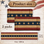 2 Pack Vintage Patriotic Bunting 20 ft Large American Flag Porch Banner Tea Stained American Flags for Patriotic Indoor Outdoor Independence Day Party Decor - Image 2