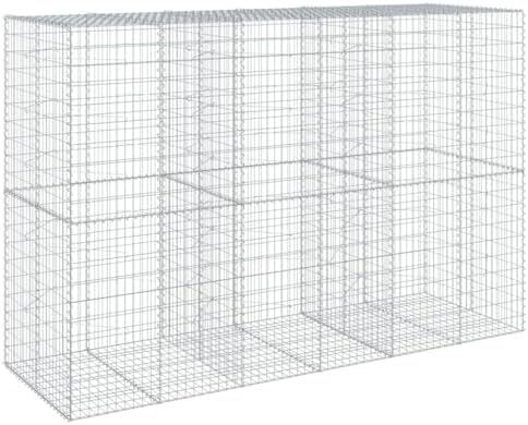 vidaXL Gabion Basket with Cover 118.1"x39.4"x78.7" Galvanized Iron - Image 7
