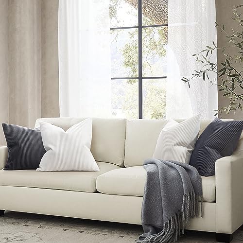 YCOLL White Pillow Covers 26x26 Set of 2 Velvet Striped Pattern - Soft Throw Pillows for Home Decor, Luxury Decorative Pillow Covers for Couch, Bed,Living Room - Image 4