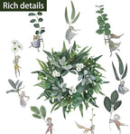 20" Green Eucalyptus Wreaths for Front Door with Lambs Ear White Flowers – Lifelike Spring, Summer, and Winter Wreath for Farmhouse Porch, Window, Door Decor - Image 2
