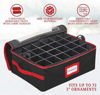 HOLDN’ STORAGE Christmas Ornament Storage Box with Dividers - Fits 72-3” Ornaments, 3 Removable Trays, Durable & Space-Saving, Clear Top Lid, Convenient Storage Designed, Black - Image 3