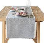 Over&Back 18x90 Woven Frayed Chambray Cotton Table Runner - Washable Table Runners for a Custom Home Decor Tablescape - Hand-Finished Frayed Edges - Coffee Table, Dinner Table, Living Room - Grey by overback