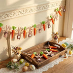 Marsui 2 Pas Easter Garland Felt Bunny Carrot 6 Ft Rabbit Wooden Beads Easter Banner Rustic Fireplace Garland Farmhouse Banner Mantel Decorations for Home Shelf Fireplace Wall Mantle Windows - Image 6
