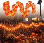 Sureio 72ft Fall Solar Lights Outdoor Decorative 88 ft Maple Leaf Garland String Lights with 200 LED 8 Modes for Porch, Yard, Front Door, Patio, Outside, Thanksgiving Harvest Autumn Party Decoration by Sureio