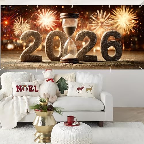 Happy New Year 2026 Garage Door Banner 7x16FT, Hourglass Countdown 2026 Garage Door Cover, Large Outdoor New Year Decoration Backdrop for Garage Doors, Fence, Yard, Party Photo Booth - Image 5